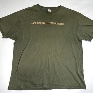 Skagway Alaska T-Shirt Size XL Short Sleeve Green Delta Pro Weight Native Print